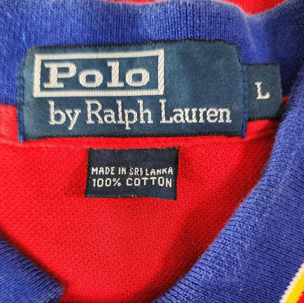 Vintage Ralph Lauren Red Polo Shirt 100% Cotton Men's Large Used